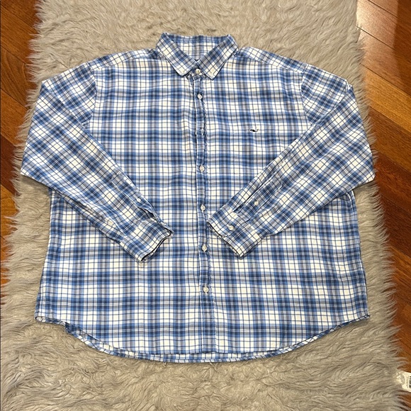 Vineyard Vines Classic Fit Tucker Shirt  Blue And White Plaid Men's Size XXL - Picture 1 of 3